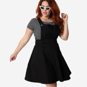 Hell Bunny Plus size Denim stretch overall skirt